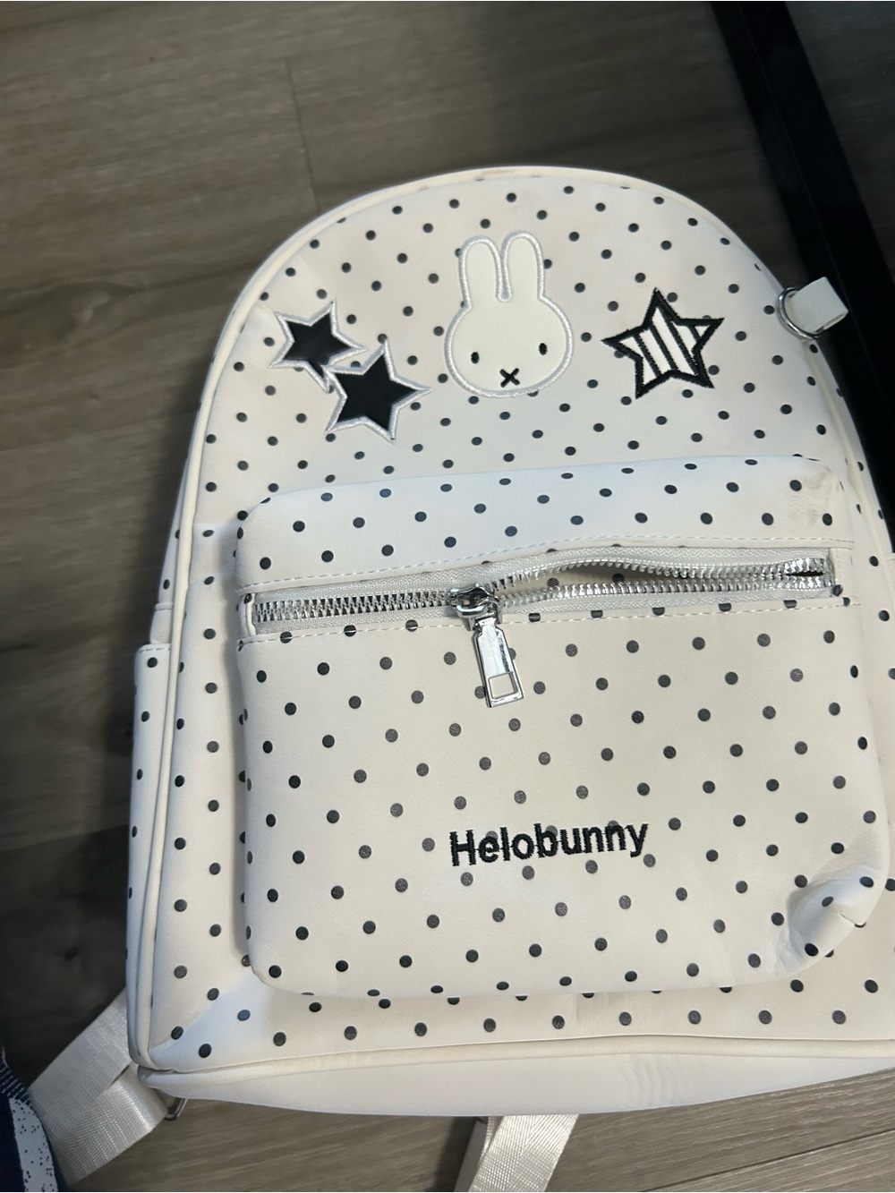 This white polka dot rucksack is a Miffy collaboration backpack Brand New